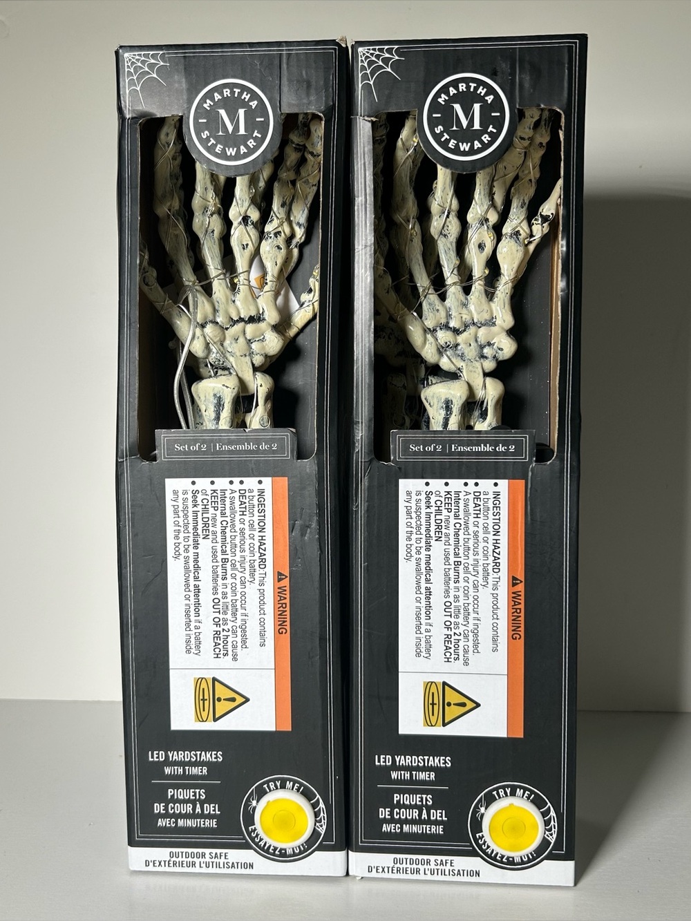 Skeleton Arm 4 Halloween Martha Stewart Lighted Yard Stake decor Lot Of 2 New